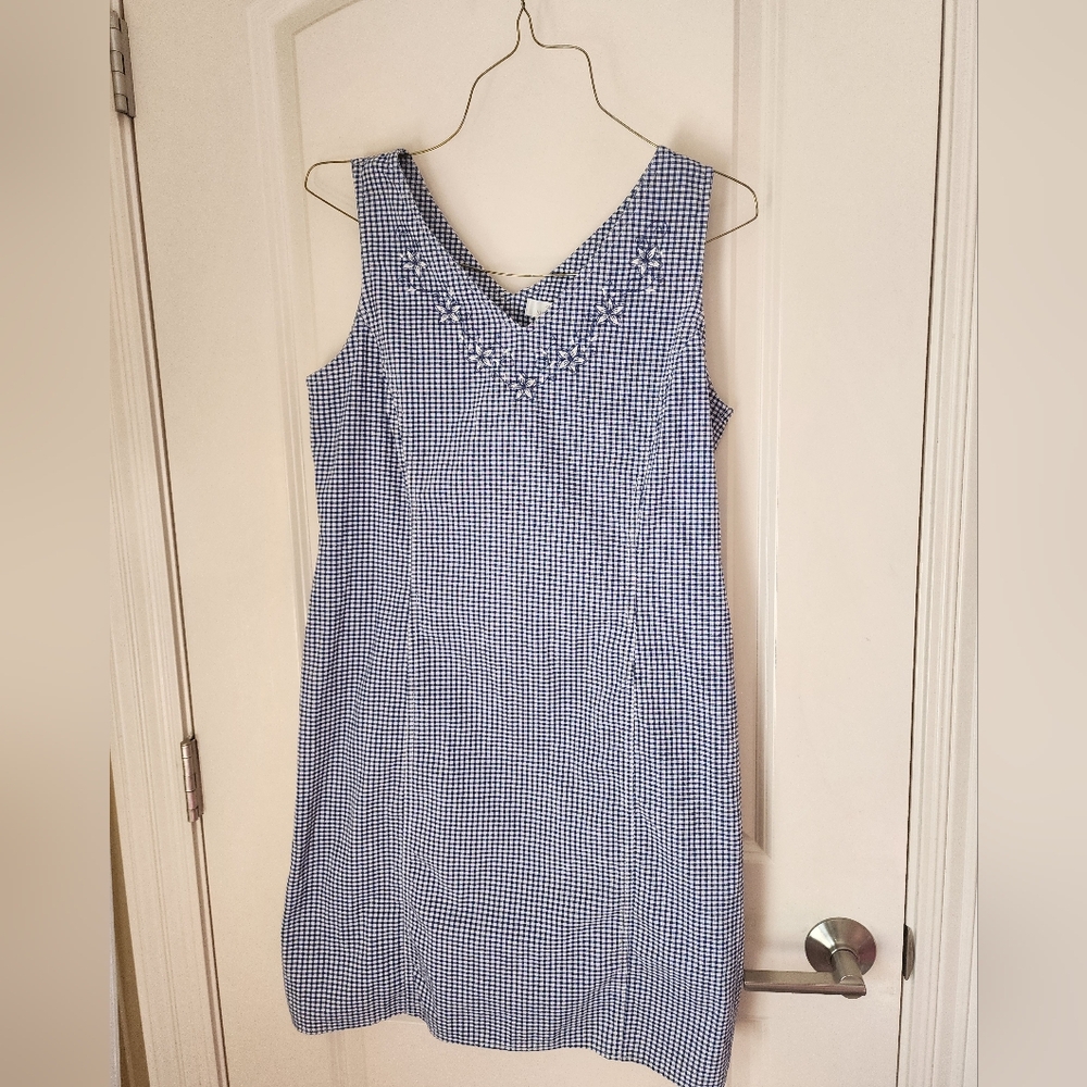 Marks & Spencer Plaid Mini Dress With Floral Embroidered Neckline